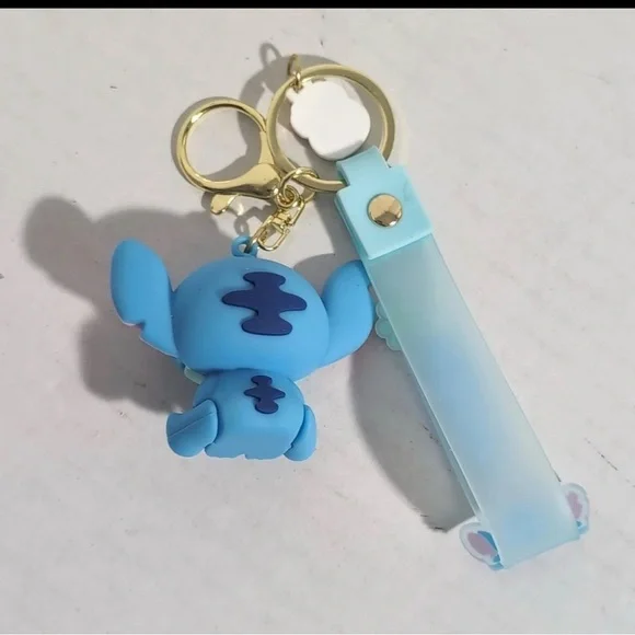 Pack 2 Stitch and Angel Disney Keychains - 3D Silicone - New with Strap - Picture 8 of 8